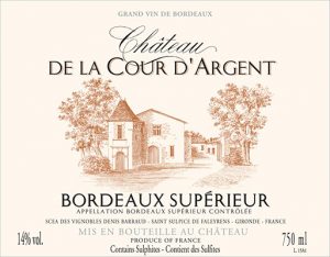Château de La Cour d'Argent 2019, Bordeaux Supérieur, vin rouge